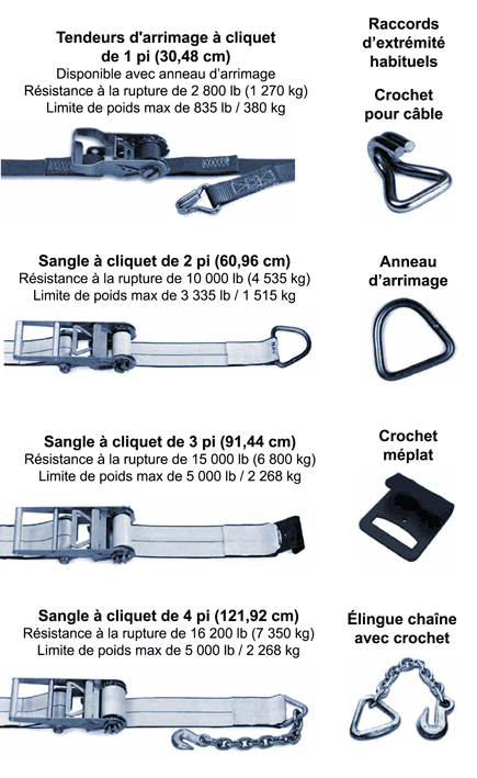 Tendeurs d'arrimage &agrave; cliquet